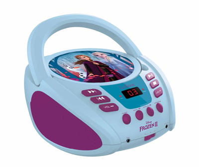 Lexibook Disney Frozen Elsa Gettoblaster CD-speler, Koptelefoonaansluiting, AUX-IN-aasluiting, Werk met AC of batterij, Blauw/Wit, RCD108FZ