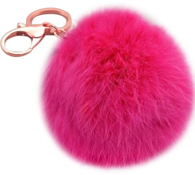 Oneay 8 cm kleurrijke nep-pompon sleutelhanger, autosleutelhanger, tashanger voor dames, pompon sleutelhangerhaak