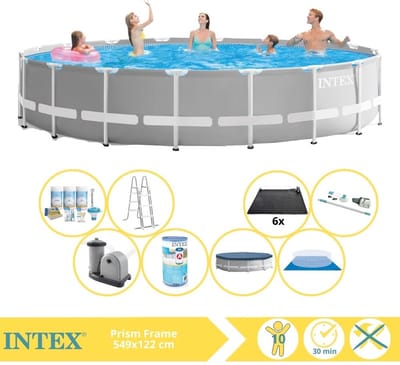 Intex Prism Frame Zwembad - Opzetzwembad - 549x122 cm - Inclusief Onderhoudspakket, Filter, Stofzuiger en Solar Mat