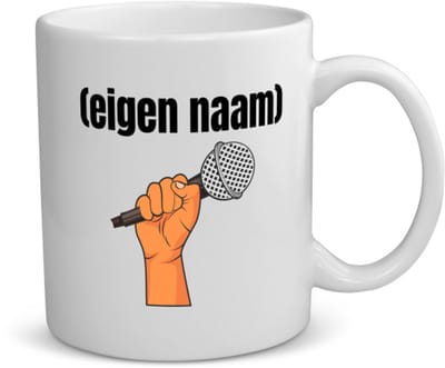 Akyol - microfoon met hand met eigen naam koffiemok - theemok - Microfoon - muziek liefhebbers - iemand die houdt van muziek - verjaardag - cadeau - kado - 350 ML inhoud