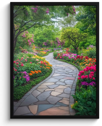 Poster in lijst - Fotolijst 50x70 cm - Posters - Park - Bloemen - Tuin - Posterlijst zwart - Decoratie - Wanddecoratie woonkamer - Muurdecoratie slaapkamer