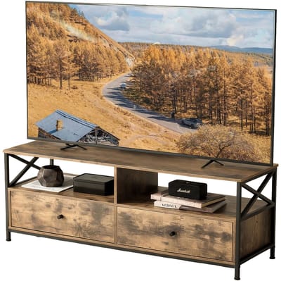 Tv kast - 50x120x40 cm - met 2 lades - bruin-zwart