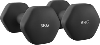 SONGMICS - Dumbells - Hexagon Dumbells - 2 Stuks van 6 kg - Neopreen Coating - Voor Krachttraining Thuis