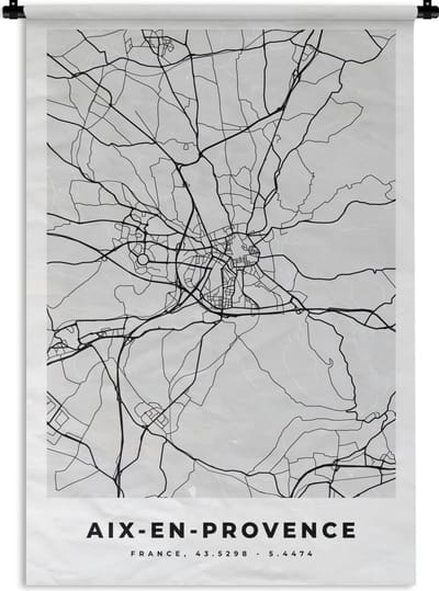 Wandkleed - Wanddoek - Plattegrond - Kaart - Stadskaart - Frankrijk - Aix-en-Provence - 120x180 cm - Wandtapijt
