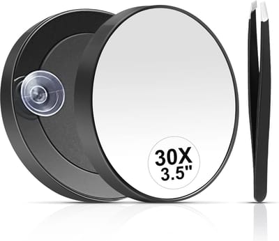 Vergrotende spiegel 30x met zuignap en pincet - Compacte reisspiegel voor perfect epileren