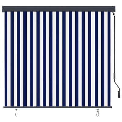 vidaXL - Rolgordijn - Blauw - en - Wit - 180 - x - 250 - cm - Stof - en - Aluminium