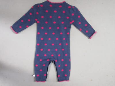 combi noukie's 6 maand 68 , blauw met fuchia stippen gebreid