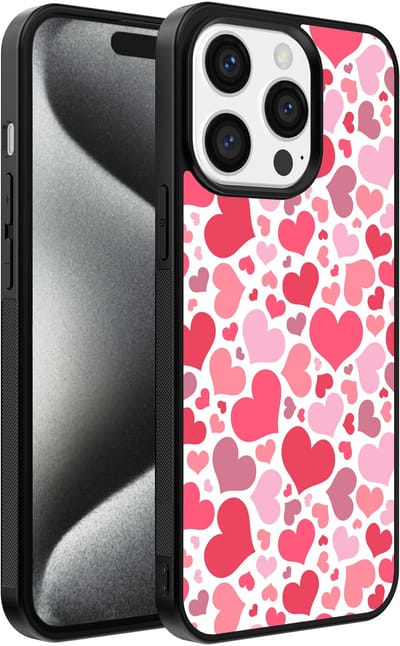 Smartphonica Telefoonhoesje Geschikt voor iPhone 15 Pro Max met Hartjes Print - Hearts Design TPU Backcover Case - Kinder Hoesje met Hartjes Design geschikt voor iPhone 15 Pro Max