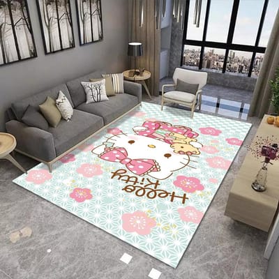 Sanrio Hello Kitty Kawaii Tapijt voor Woonkamer en Slaapkamer bedzijde sofa Vloerkleed Roze Kamerdecoratie Cadeau voor liefhebber 40X60CM