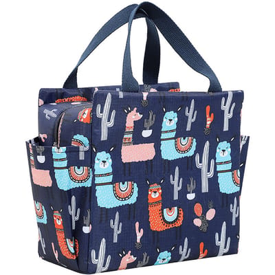 Tote Lunchtas Herbruikbaar Geïsoleerd Hoge Capaciteit voor Mannen Vrouwen Werk Picknick Woon-werkverkeer Donkerblauw