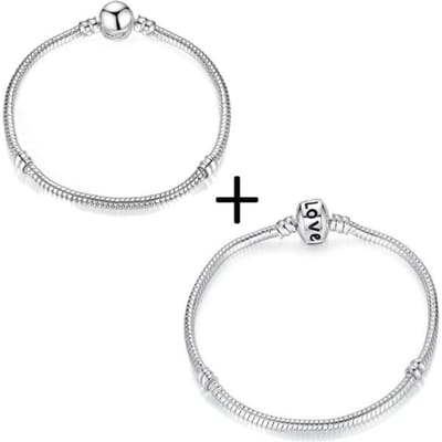 2 Stuks/Lot 40 Stijlen Hoge Kwaliteit Kristal Bladvorm Sluiting Slangenketting Armband Past Merk Armbanden voor Vrouwen Sieraden Cadeau Maken 19cm white
