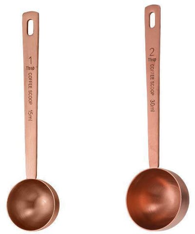 Koffieschepjesset - Maatschepje - Koffielepel met lange steel - Soeplepel - 2 stuks - 1 eetlepel (15 ml) & 2 eetlepels (30 ml) maatlepel - met lange handvatten - Geschikt voor gemalen koffie- espresso- losse thee en poeder