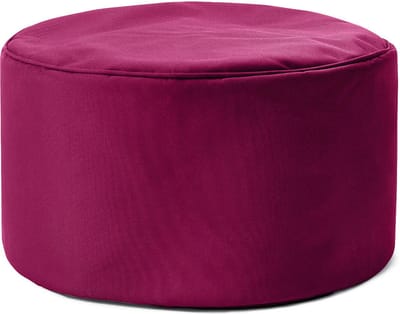 Lumaland Zitzak poef | Compacte zitzak met 3-in-1-functie: comfortabele poef, handig tafeltje en stijlvolle voetenbank voor binnen en buiten | Met flexibele EPS-vulling | Ø 25 x 45 cm - Rode wijn