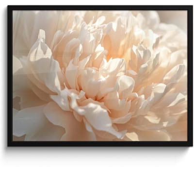 Poster in lijst - Fotolijst 70x50 cm - Posters - Close up - Pioenroos - Lichtroze - Posterlijst zwart - Decoratie - Wanddecoratie woonkamer - Muurdecoratie slaapkamer
