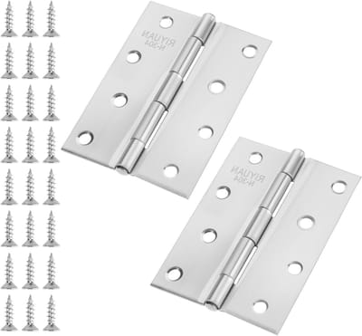 Roestvrijstalen 2-deurs scharnieren, hardware voor deuren en meubels, met 18 schroeven, 100 x 70 x 1 mm, duurzame en stevige scharnieren