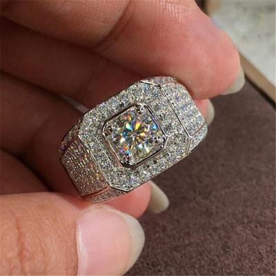 Echte 925 Sterling Zilver Aaa Cubic Zircon Ring Mannen Diwenfu Trouwringen Zilver 925 Sieraden Anel Origin Ring Voor Vrouwen 8 wit