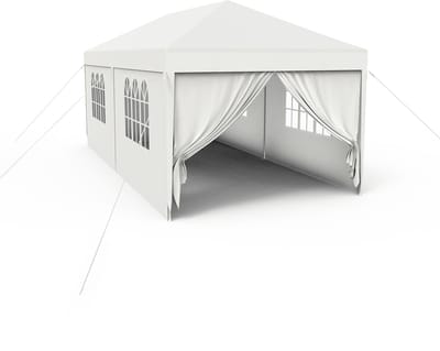 Tuinpaviljoen Met Zijwanden - Outdoor Tent - Feestelijke Bijeenkomsten - Waterdicht UV Bestendig - 3 x 6 Meter - Wit