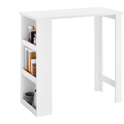 SoBuy Bartafel, Hoge Keukentafel, Statafel voor Kleine Ruimtes, Bar voor Keuken, Woonkamer, Kantoor of Koffiebar, Wit, 112 x 57 x 106 cm, FWT17-II-W