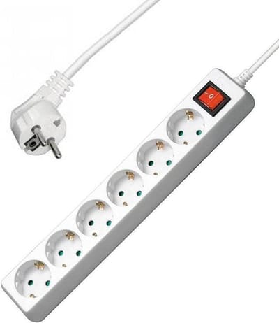 Allteq - Stekkerdoos met schakelaar - 6-voudig - 10 meter - Wit
