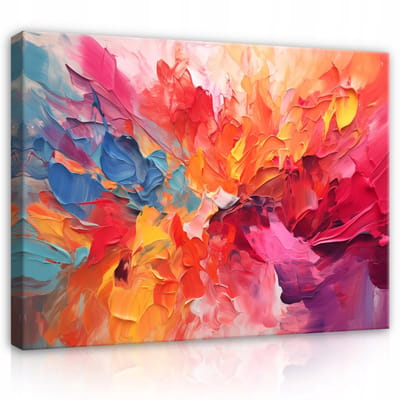 WALLARENA - Canvas schilderij - 100x70 cm - kleurrijke abstracte kunst voor slaapkamer en woonkamer