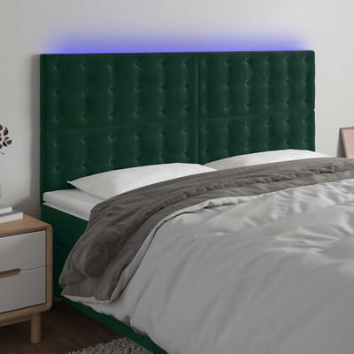 vidaXL - Hoofdbord - LED - 160x5x118/128 - cm - fluweel - donkergroen