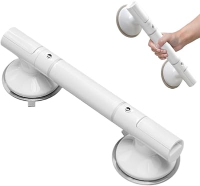 Badkamer Steungreep - Zuignap Handgreep - Antislip - Zonder Boren - Douche - Toilet - Ouderen - Demontabel - Wit - TPR+abs - Tpe Zuignappen - 35 cm