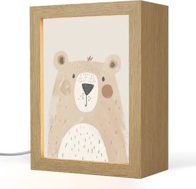 Nachtlampje 15x20 cm - Kinder lampje - Beer - Dier - Wilde dieren - Tafellamp kinderkamer - Slaapkamer lamp - Bedlamp kinderen - Kinderlampje stopcontact - Wandlamp babykamer - Nachtlampjes