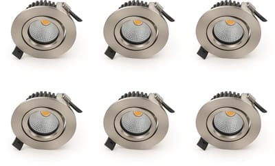 Bundel | 6x LED Inbouwspot | VARDA | 6W | CCT-Switch of Dim2Warm | Rond | Zilver | Lage inbouw diepte | Dim to Warm