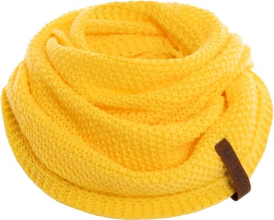 Knit Factory Coco Gebreide Colsjaal - Ronde Sjaal - Nekwarmer - Wollen Sjaal - Gele Colsjaal - Dames sjaal - Heren sjaal - Unisex - Canario Yellow - One Size