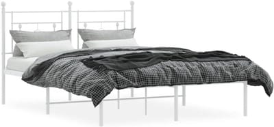 Metalen Bedframe - Ledikant Bedombouw - Slaapkamer Meubel - Elegant Tijdloos Design - 140x190 cm - Wit
