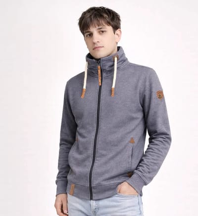 Lizzard Sports Heren Sweatvest Gray Milans - Maat S – Heren Sweater met Rits en Opstaande Kraag – Zomer Sweater Heren