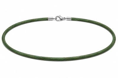AuBor ®. Leren ketting met zilveren sluiting. Turquoise. 3mm × 38cm