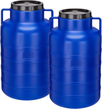 Garronda 2x60L Kunststof Trommel Met Deksel - Regenton - Vat - HDPE - Voedselvat - Tuin Hobbock – Blauwx2 - GD-STE-Barrel-B60L-2B