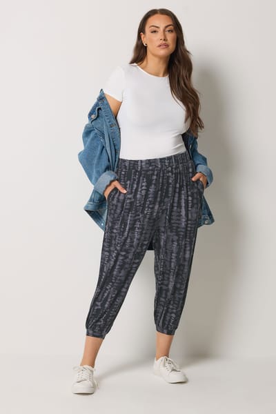 Yours Grijze Tiedye Cropped Harembroek Size 42