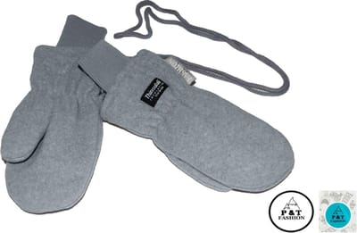 P&T Wanten Kinderen met Koordje - Fleece - Thinsulate Voering - Licht Grijs - 2j
