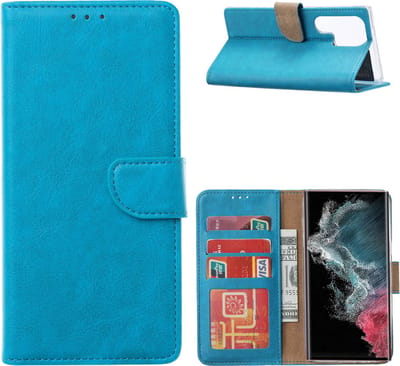 Hoesje Geschikt Voor Samsung Galaxy S23 Ultra Hoesje met Pasjeshouder – Bookcase – Blauw