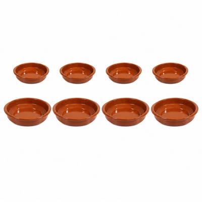 Set tapas schaaltjes Murcia - 8x - 12 en 16 cm - terracotta - met handvaten