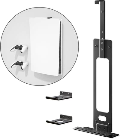 Console Houder Wandhouder voor PS5: Zwarte Gaming Stand voor PlayStation 5 met 2 Controller Stand Kits, Ruimtebesparend en Stijlvol Ontwerp