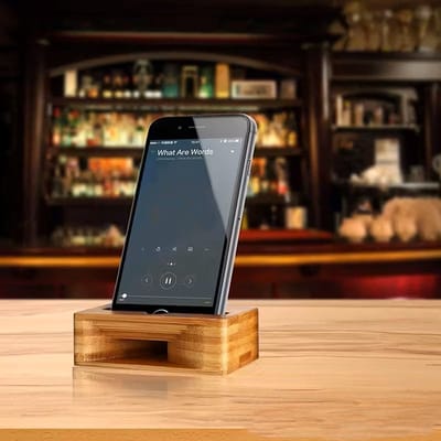 Handgemaakte Bamboe Telefoonhouder met Geluidsversterker – Passieve Luidspreker Dock – Geschikt voor Alle Smartphones