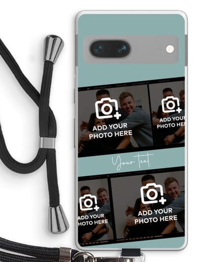Gepersonaliseerd - Case Company® - Hoesje met koord geschikt voor Google Pixel 7 hoesje met Koord - Filmrol N°2 - Telefoonhoesje met Zwart Koord - Bescherming aan alle Kanten en Over de Schermrand