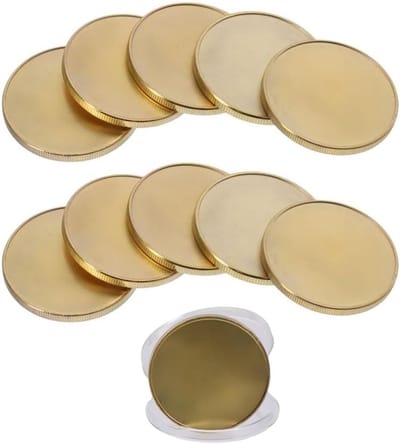 Graveer Munten - Lege Munten - Doe-het-zelf Projecten - Inclusief Beschermdoos - 40mm Diameter - Goudkleurig
