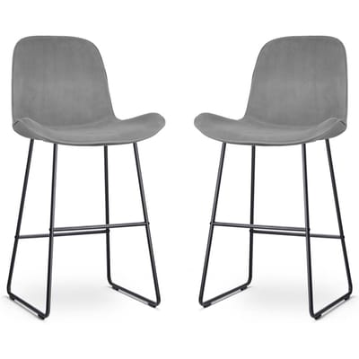 Nolon Nino-Fé Barkrukken Set van 2 Velvet Grijs - Zwart Onderstel - 75 cm - Velours - Barstoel - Keuken