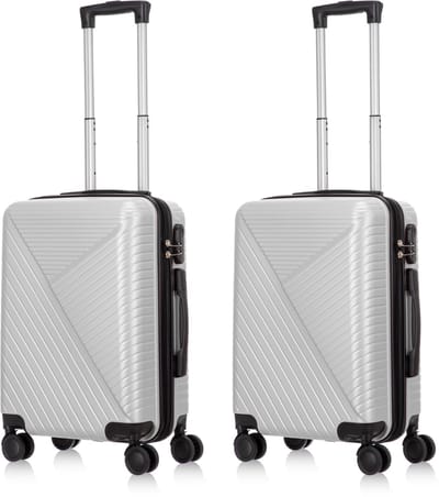Ibiza Reiskofferset 2-delig - Handbagage - 2 x 39 liter - Zilver - Met Ingebouwd TSA Slot - Voor Vliegtuig en Vakanties