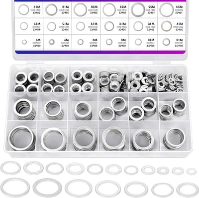 Aluminium pakkingringen set 600 stuks - 18 maten M6-M24 - roestvrij en slijtvast - ideaal voor motorreparaties - ShopVlot