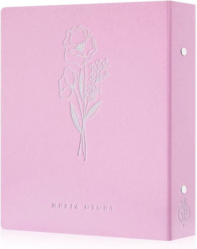 Fotoalbum 6x4 met ruimte voor 400 foto's, insteekhoezen, linnen omslag, geschikt voor 10 x 15 cm portretfoto's, roze kleur