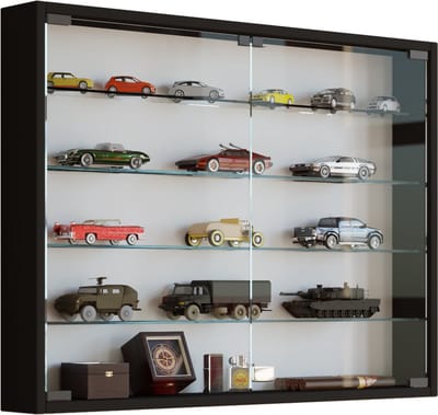Houten glazen wandvitrinekast Wandvitrinekast Collector vitrine Mandosa L