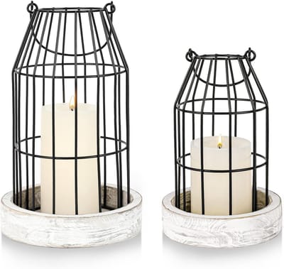Set van 2 Rustieke Draadmetalen Cloches voor Kaarsen - Vintage Lantaarn Decoratie