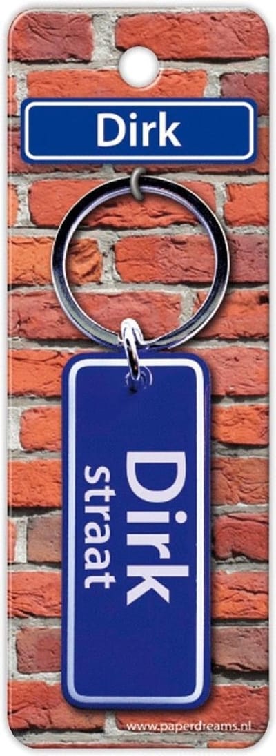 Paper Dreams Sleutelhanger Straatnaam Dirk 9 Cm Staal Blauw