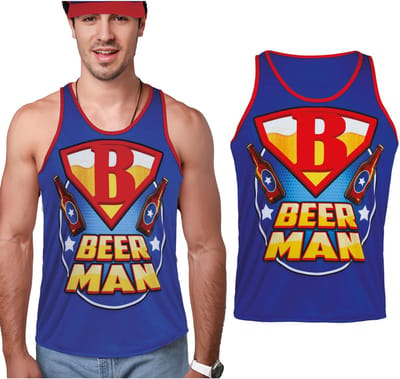 Fiestas Guirca – Singlet/Top – Beer Man – Blauw – Heren - One size