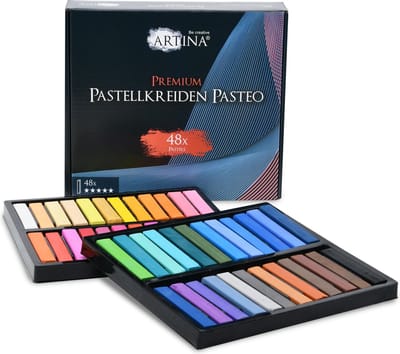 Artina Pasteo Pastelkrijt voor volwassenen - Set van 48 Stuks Zachte Krijtstiften - Fijne Pastelpotloden van zachte Krijt
